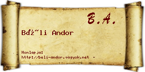 Béli Andor névjegykártya