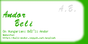 andor beli business card